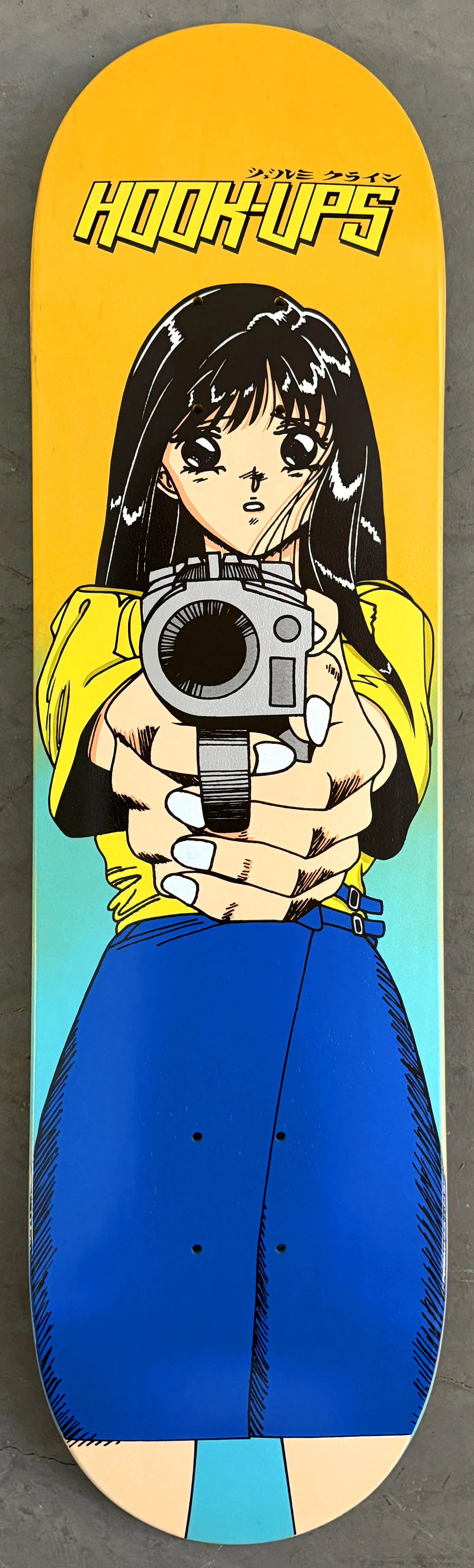 1 of 1 SIGNED Barrel of a Gun - 8.25 X 32.25 HAND PAINTED BLUE/YELLOW GRADIENT - Image 3