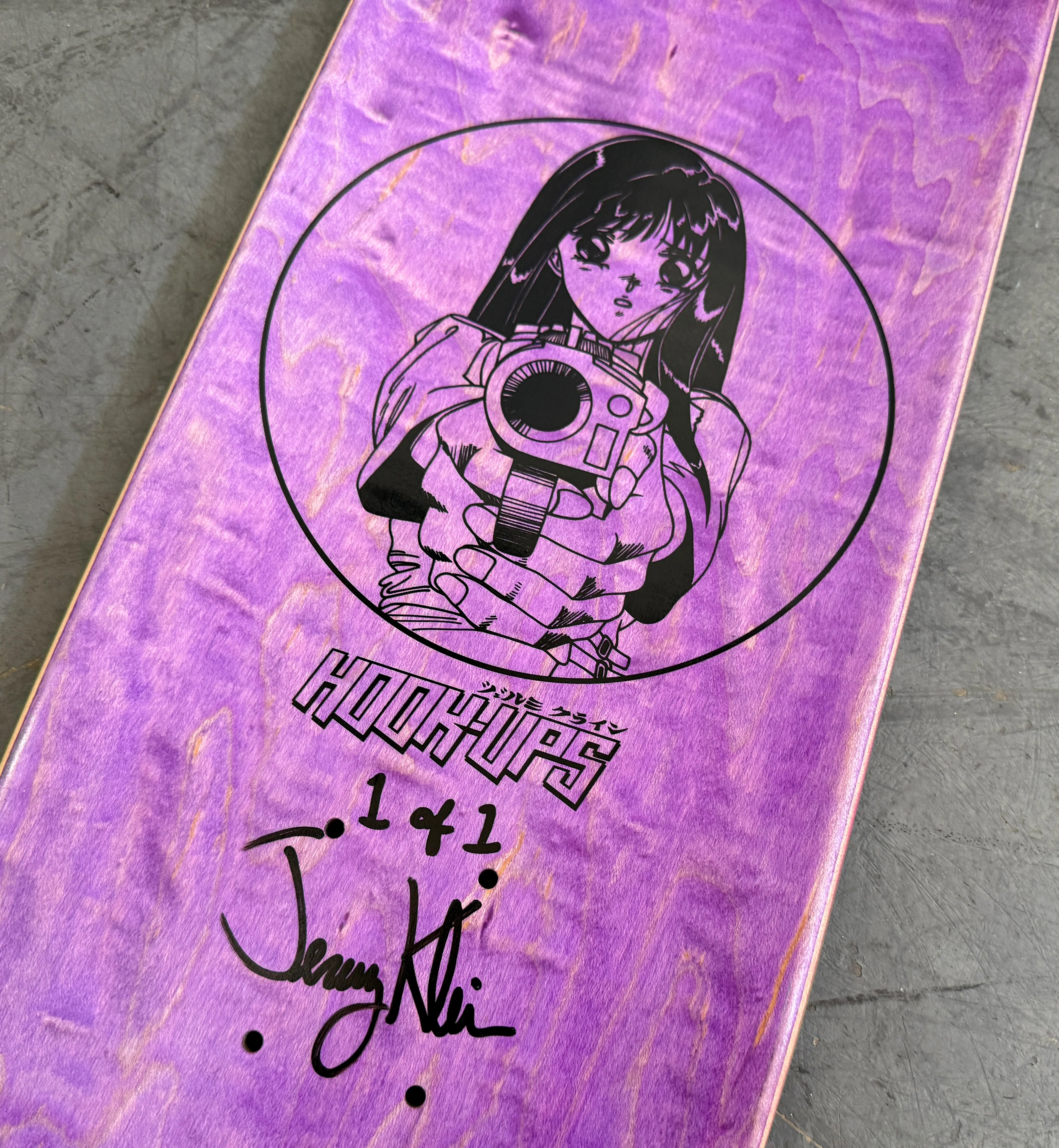 1 of 1 SIGNED Barrel of a Gun - 8.25 X 32.25 HAND PAINTED METALLIC PURPLE/PINK - Image 2