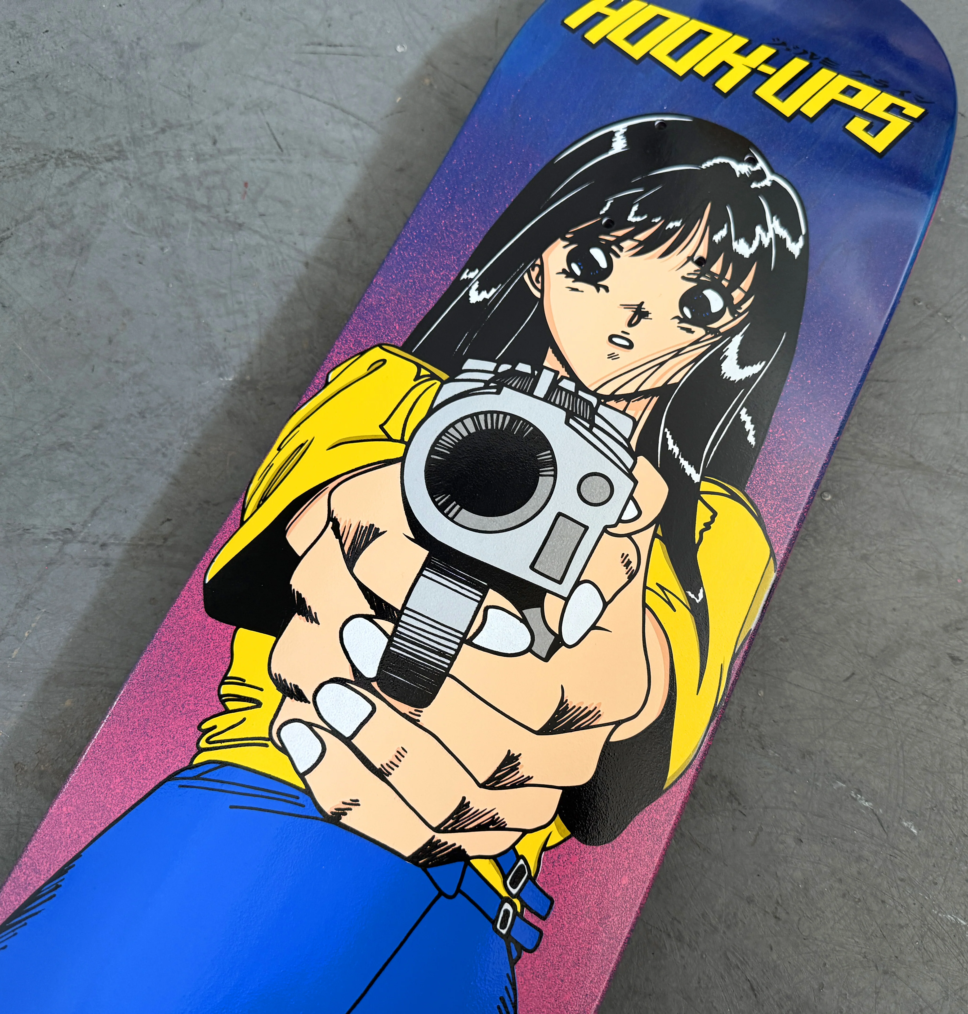 1 of 1 SIGNED Barrel of a Gun - 8 X 31.75 HAND PAINTED PINK/BLUE BACKGROUND - Image 2