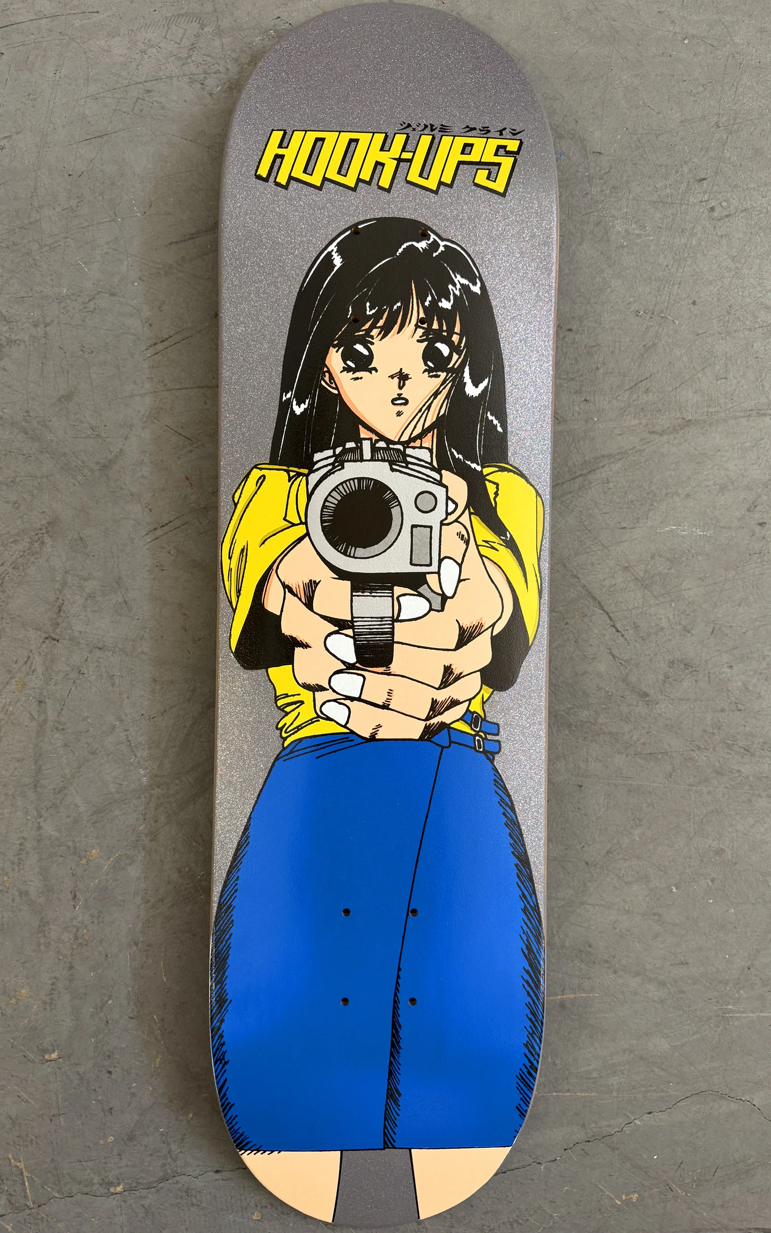 1 of 2 SIGNED Barrel of a Gun - 8.25 X 32.25 HAND PAINTED SILVER GLITTER
