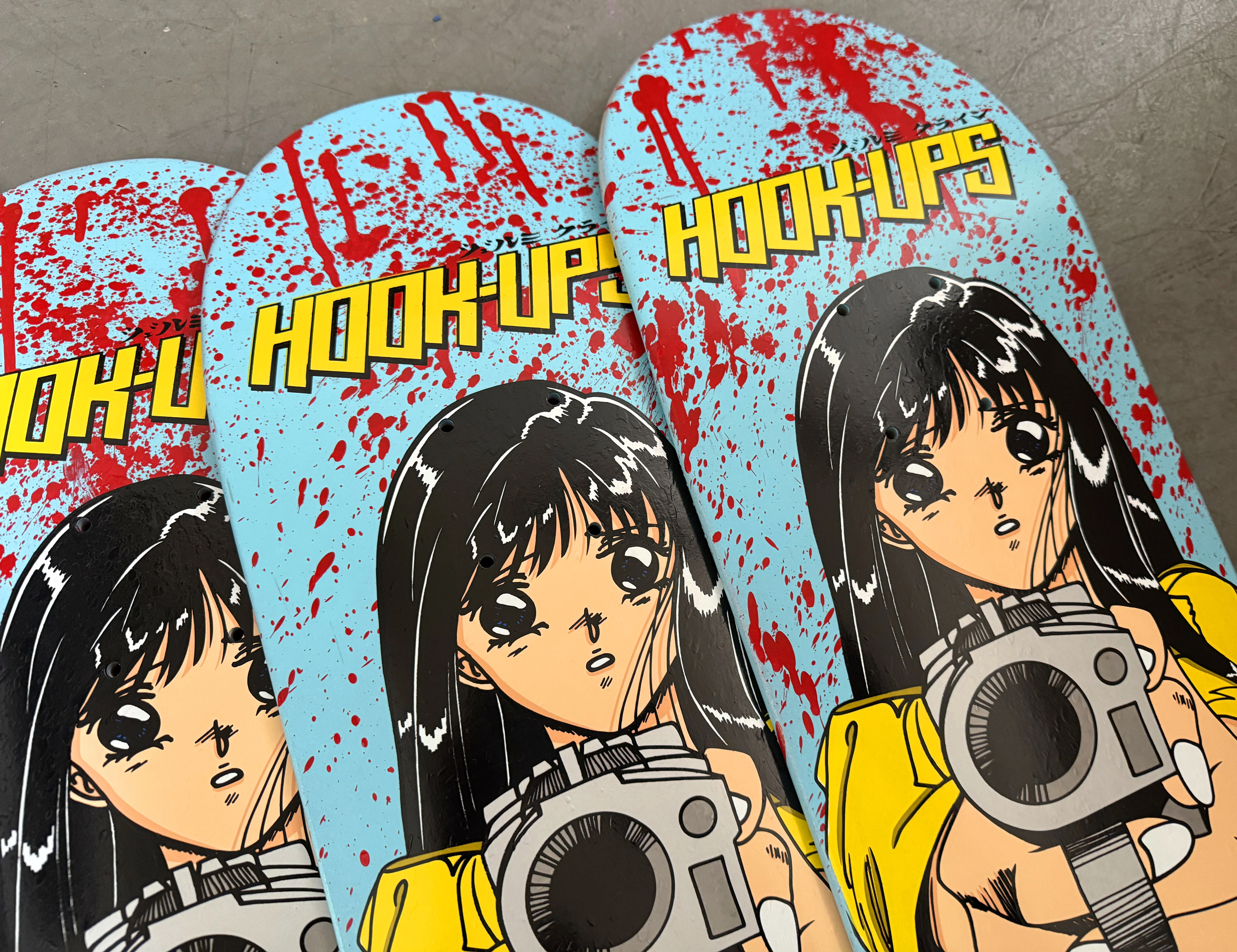 1 of 5 SIGNED Barrel of a Gun - 8 X 31.75 HAND PAINTED BLOOD SPLATTER - Image 2