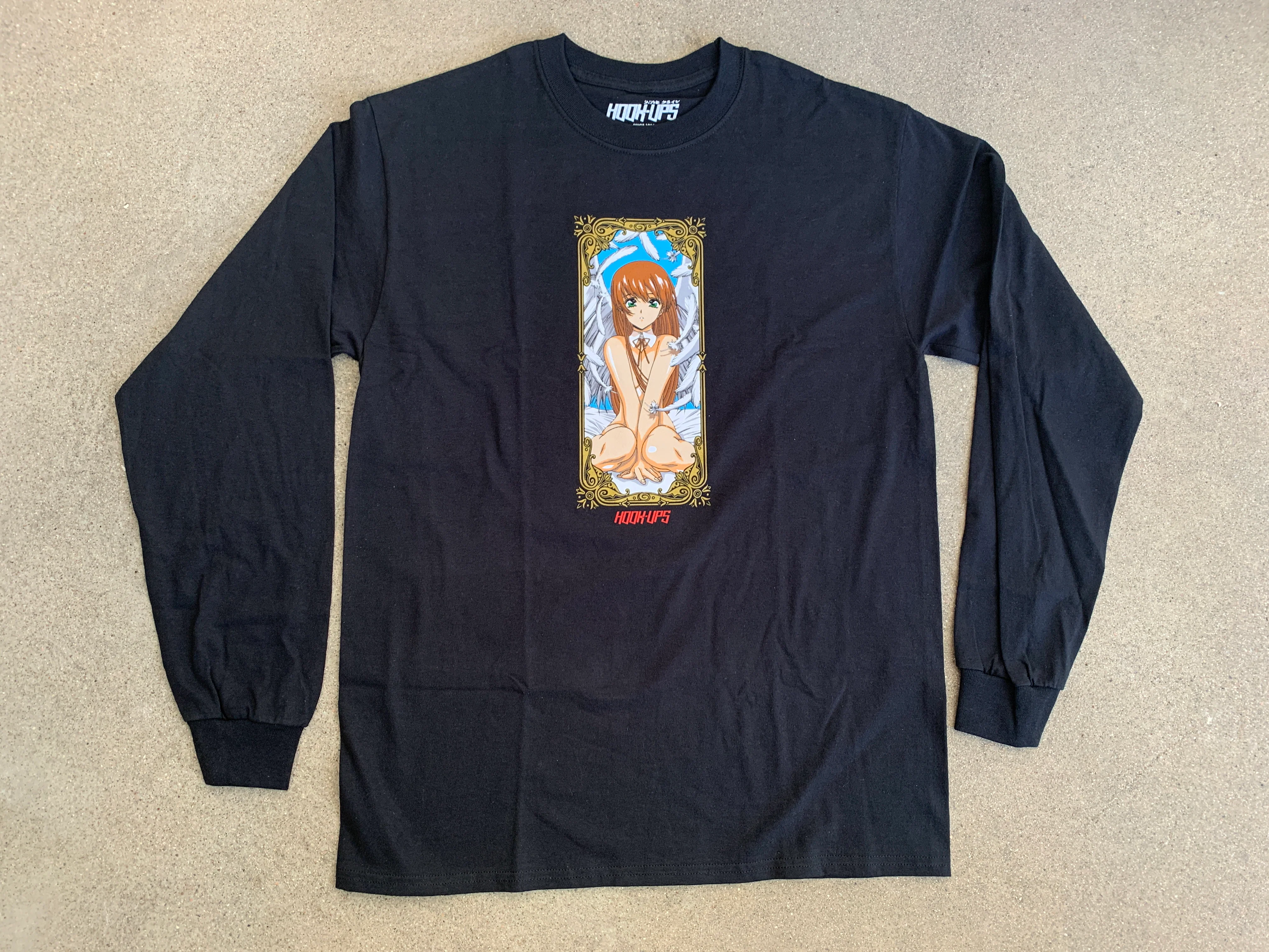 Angel Girl LONG SLEEVE t-shirt BLACK - Image 3