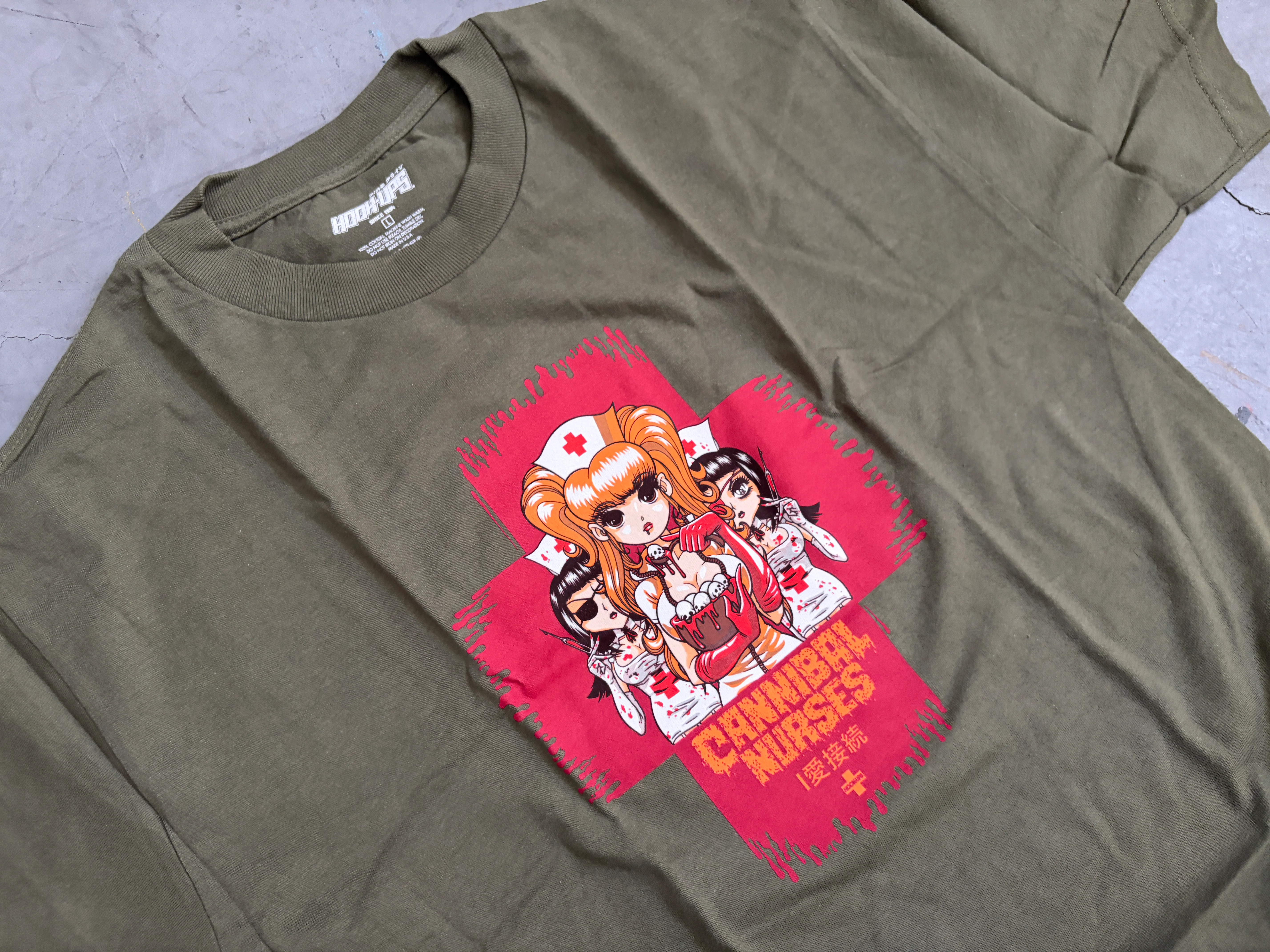 Cannibal Nurses T-shirt - ARMY GREEN - NEW OLD STOCK FROM 2011 - Image 2
