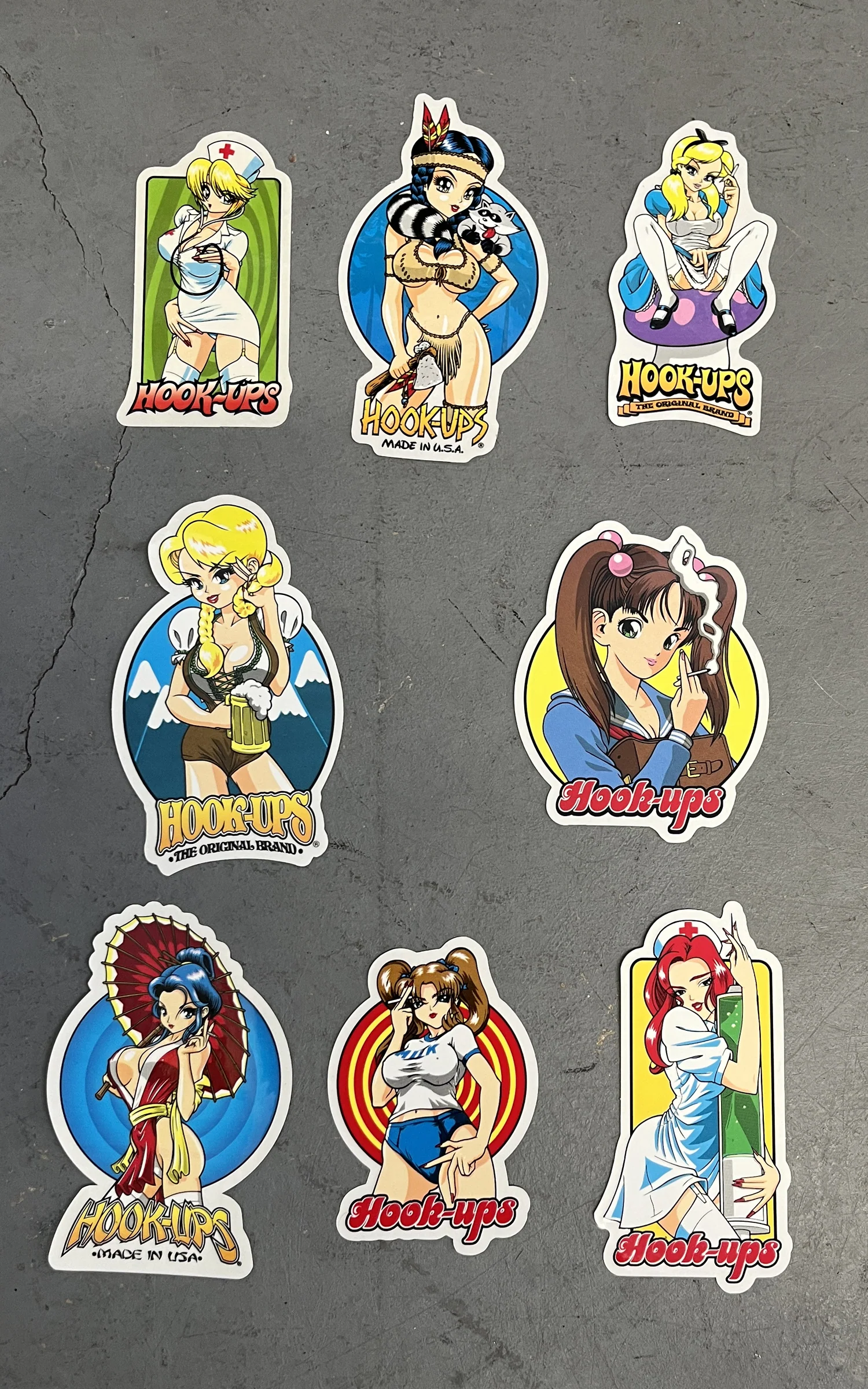 hook-ups classic stickers 8 pack