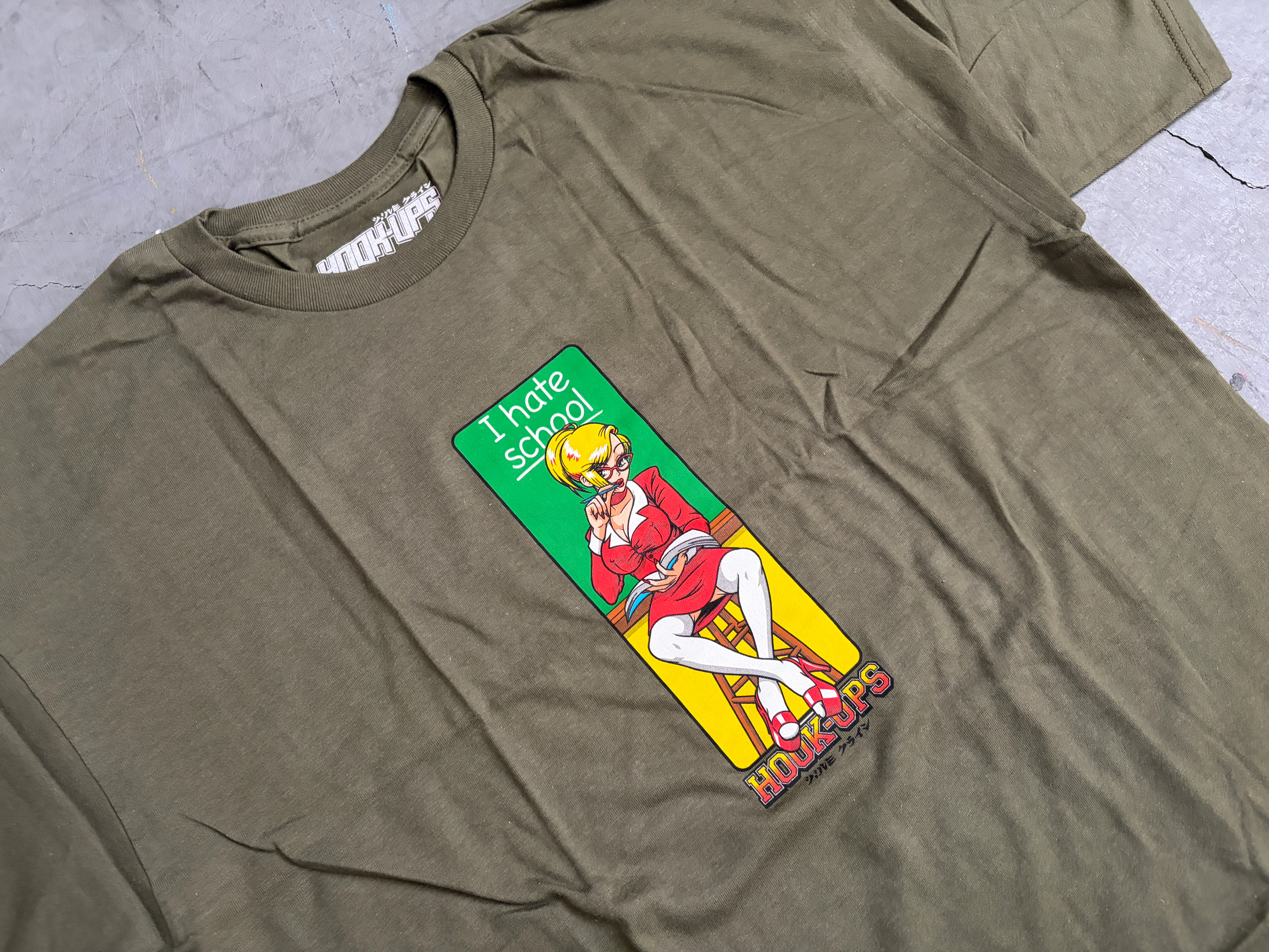 I Hate School T-shirt - ARMY GREEN - NEW OLD STOCK FROM 2012 - Image 2