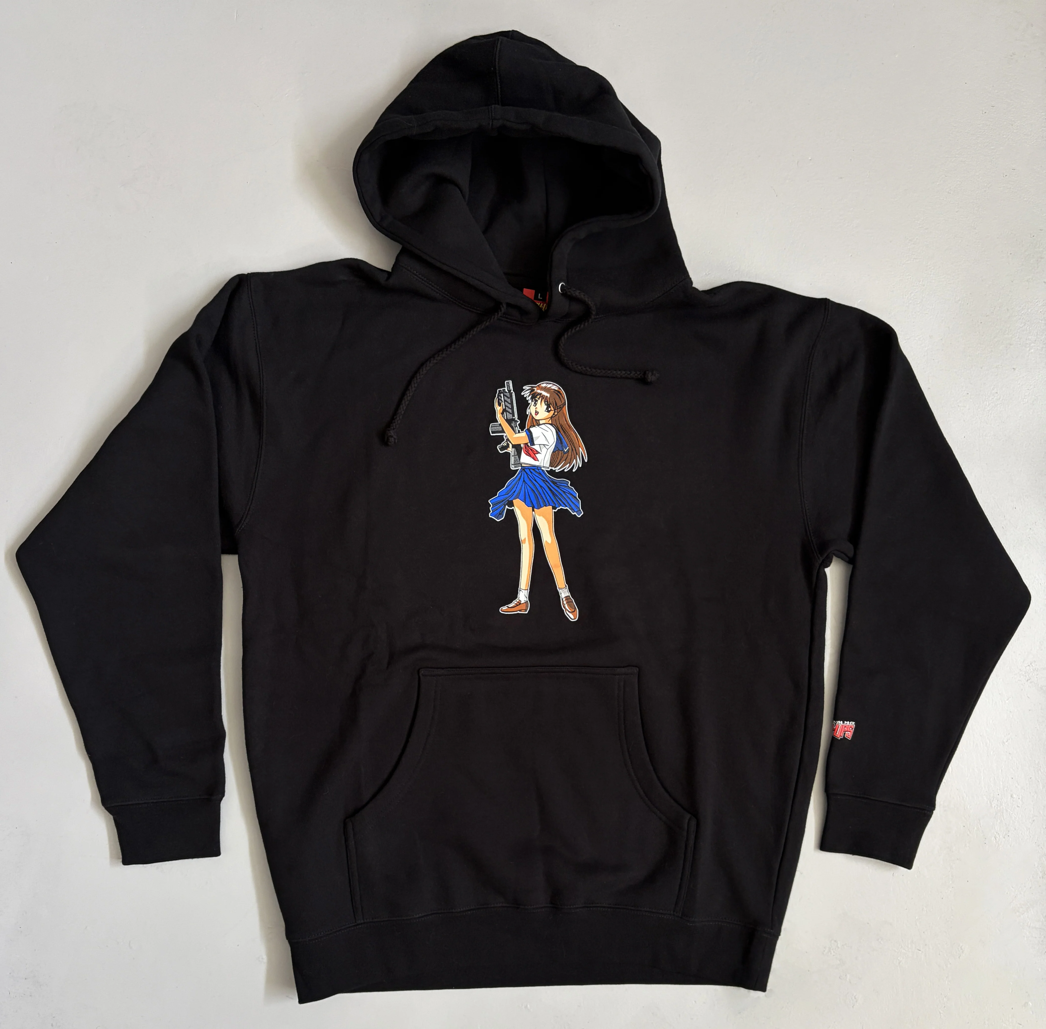Machine Gun Girl HEAVYWEIGHT HOODED SWEATSHIRT - BLACK - Image 3