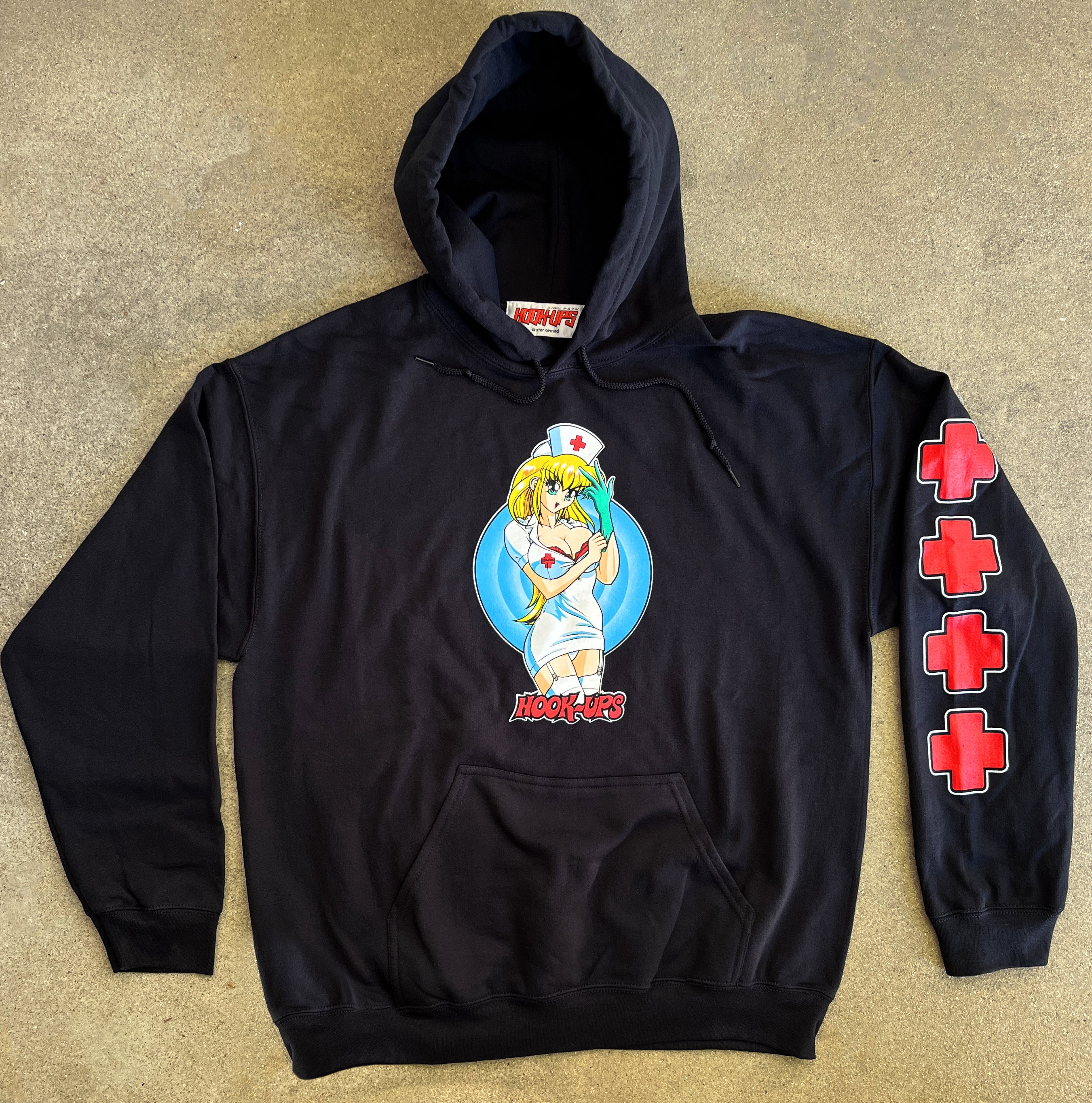 Nurse Daisy Hooded Sweatshirt - BLACK - Image 3