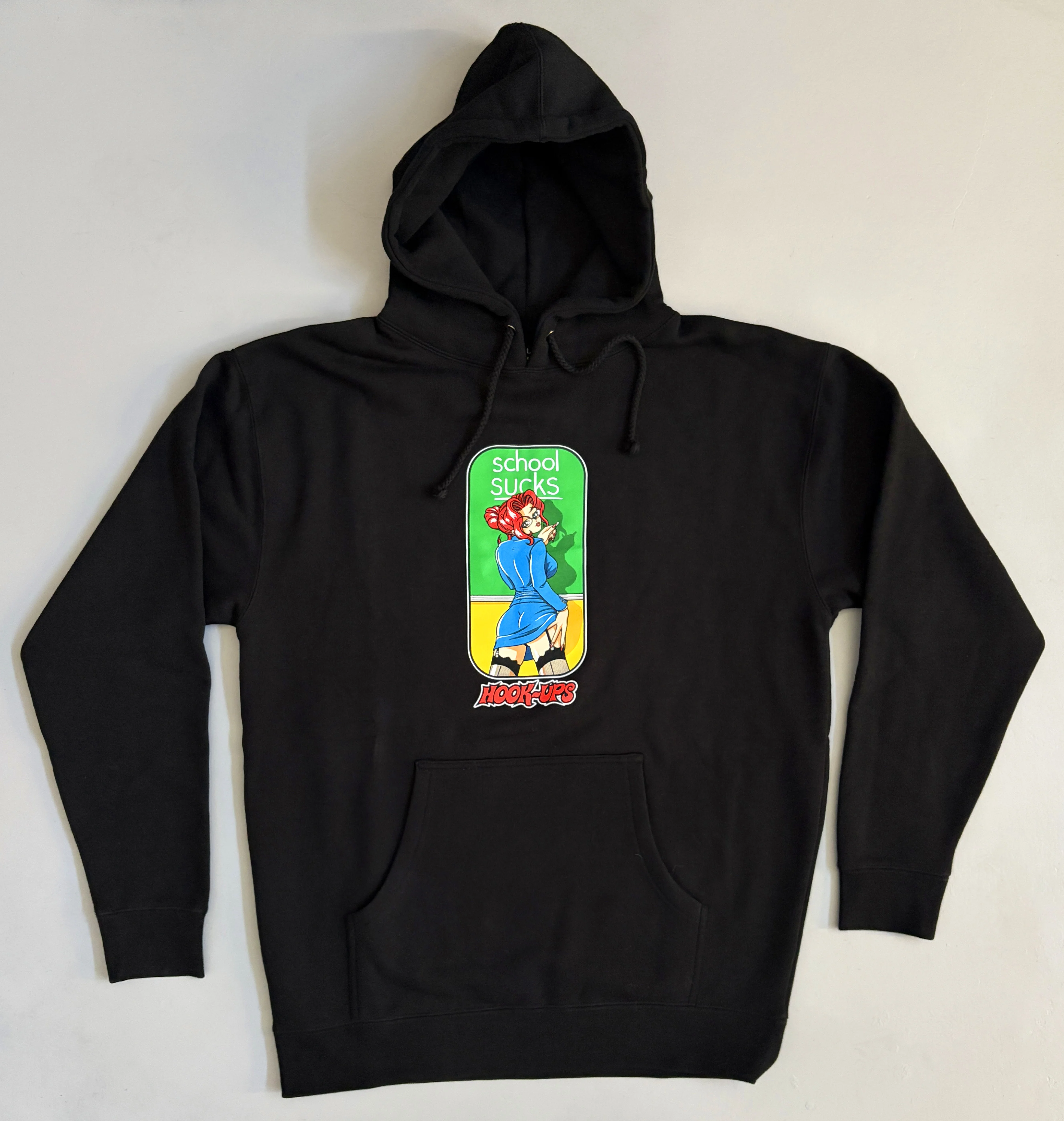 School Sucks HEAVYWEIGHT HOODED SWEATSHIRT - BLACK - Image 3