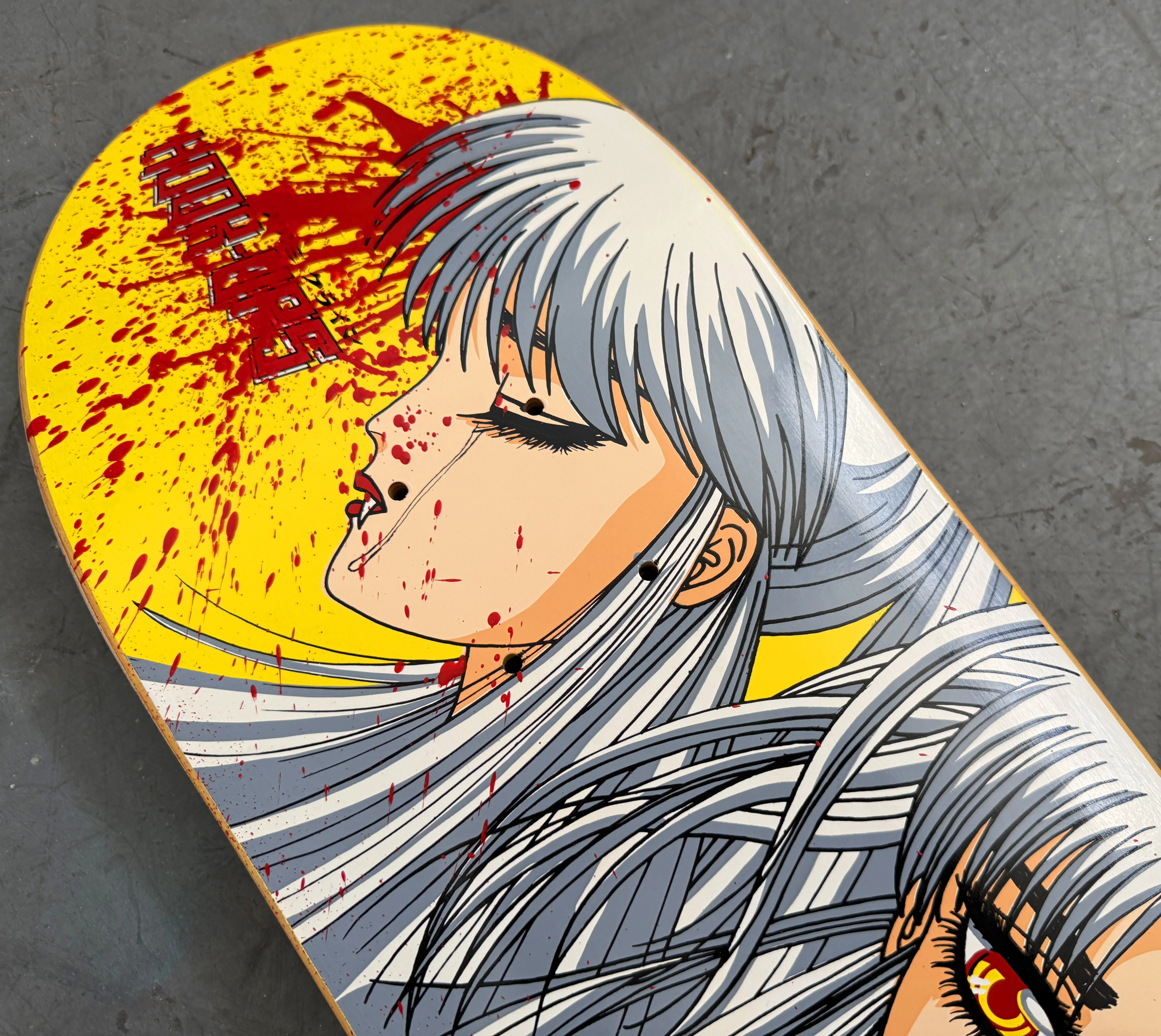 SIGNED Mika 2 - 8.0 X 31.75 HAND SCREENED BLOOD SPLATTER HAND PAINTED 1 of 1 - Image 4