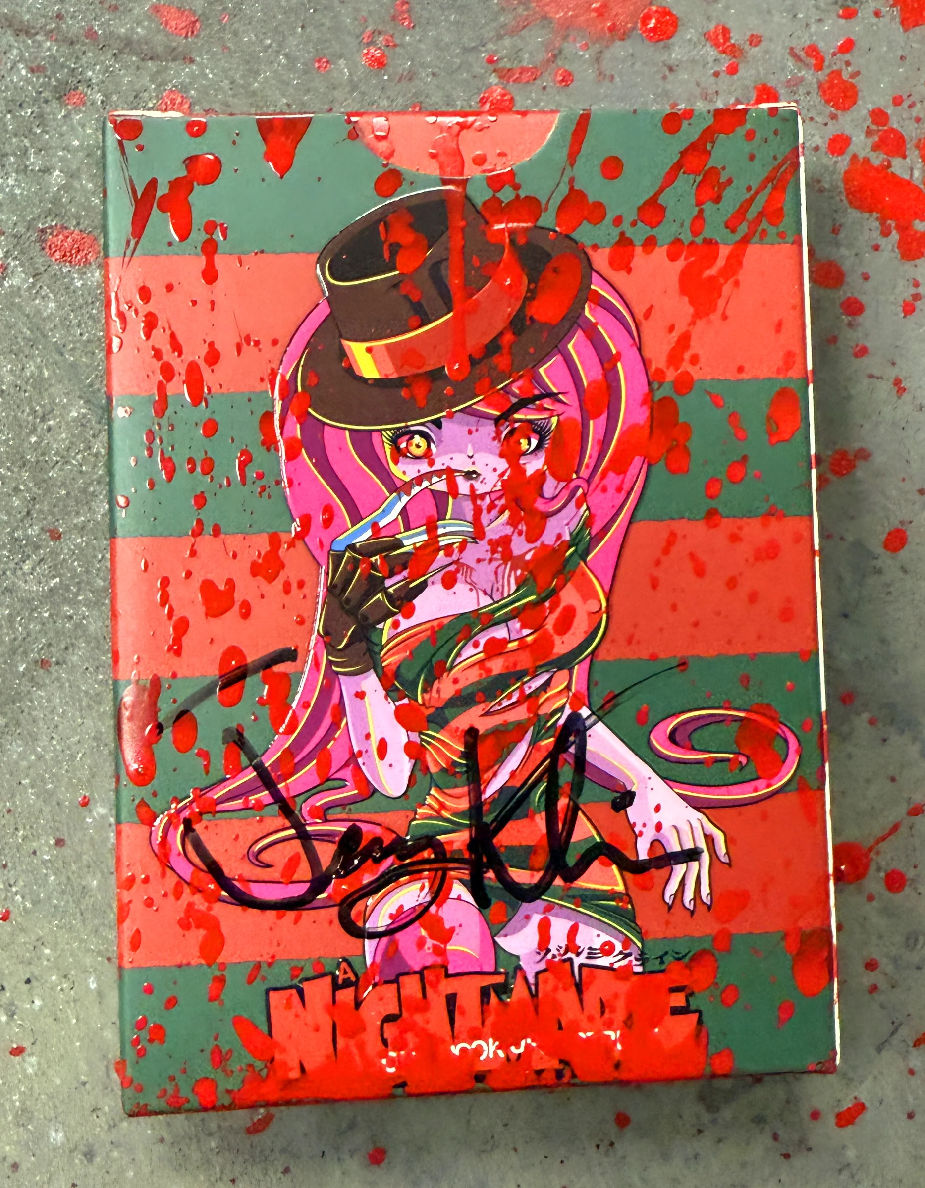 SIGNED WITH BLOOD SPLATTER Nightmare on Hook-ups Street Playing Cards - Image 3